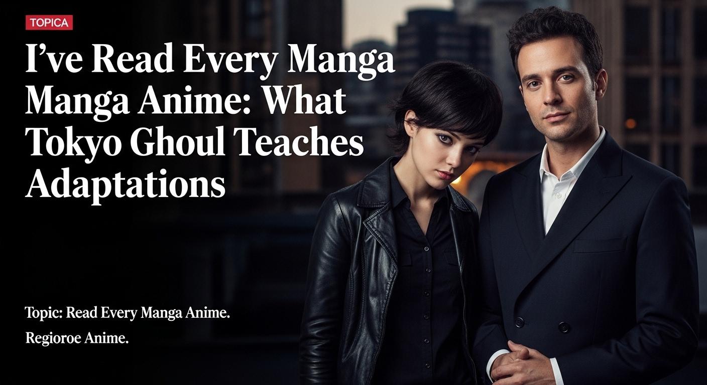 Side-by-side manga and anime comparison image for Tokyo Ghoul, editorial style.