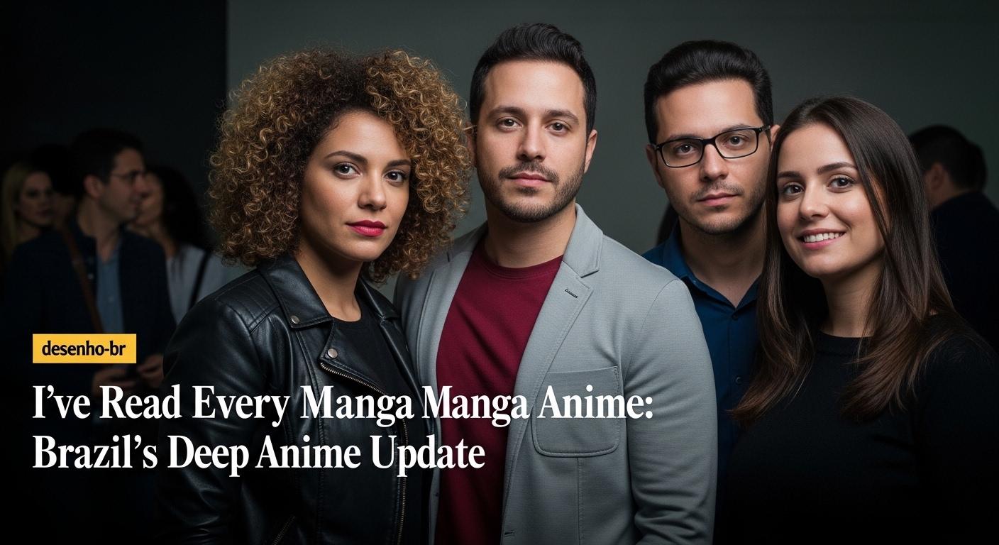 Editorial illustration showing manga and anime themes with Brazilian context.