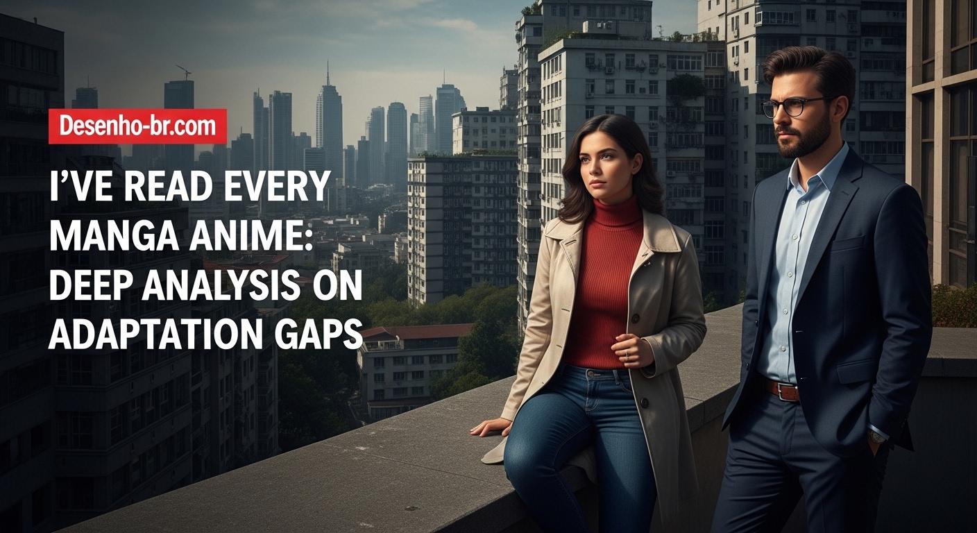 Editorial desk in Brazil analyzing manga-to-anime adaptations with multiple screens