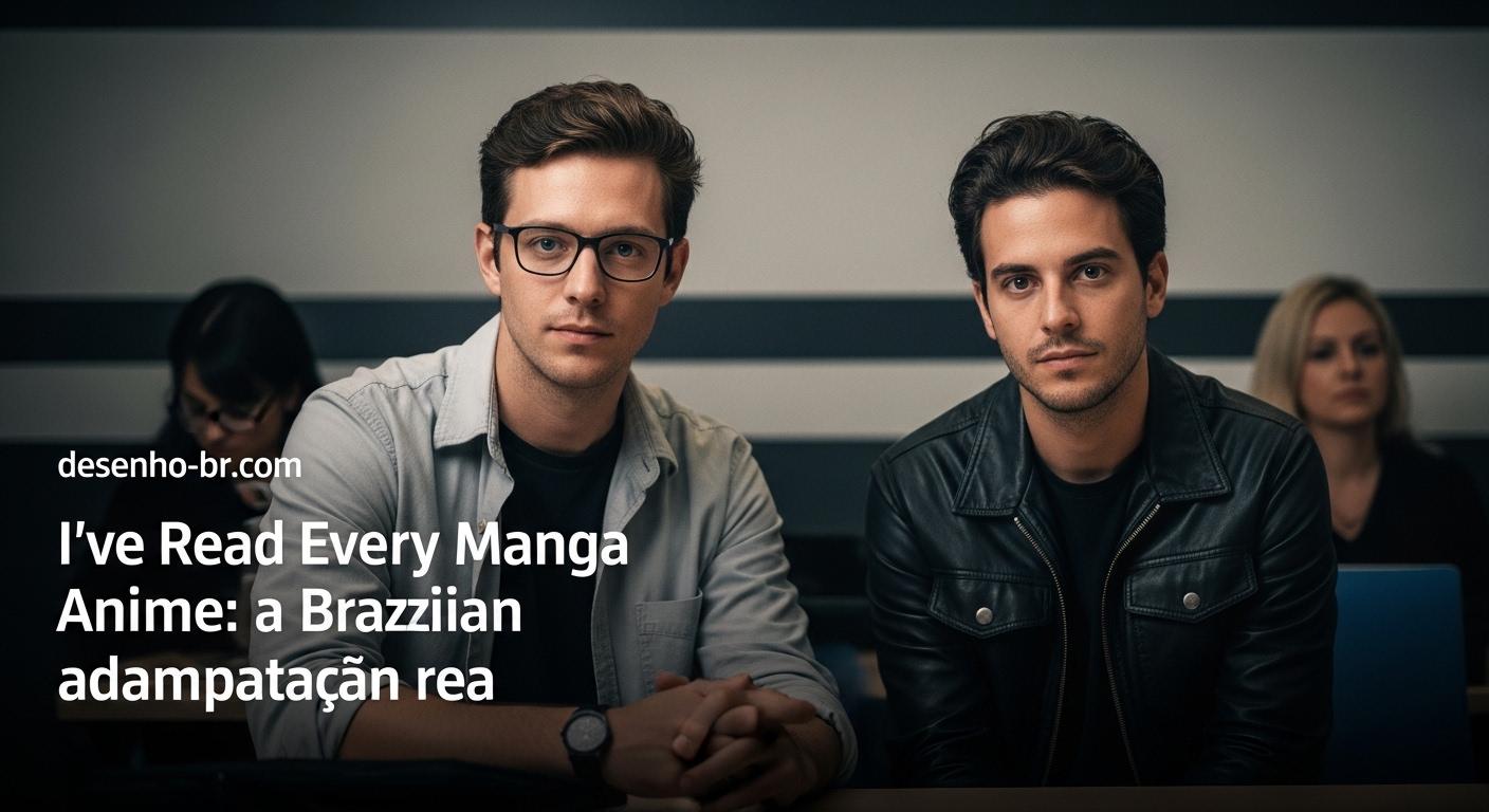 Brazilian editor at desk with manga and laptop, analyzing anime news