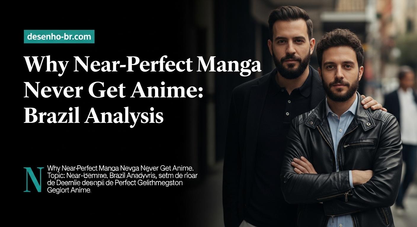 Editorial collage showing manga on a shelf with Brazilian elements and a question mark about anime adaptations.