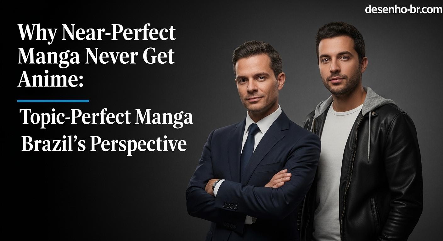 Editorial desk with manga volumes and a monitor displaying adaptation charts, representing analysis of manga-to-anime dy