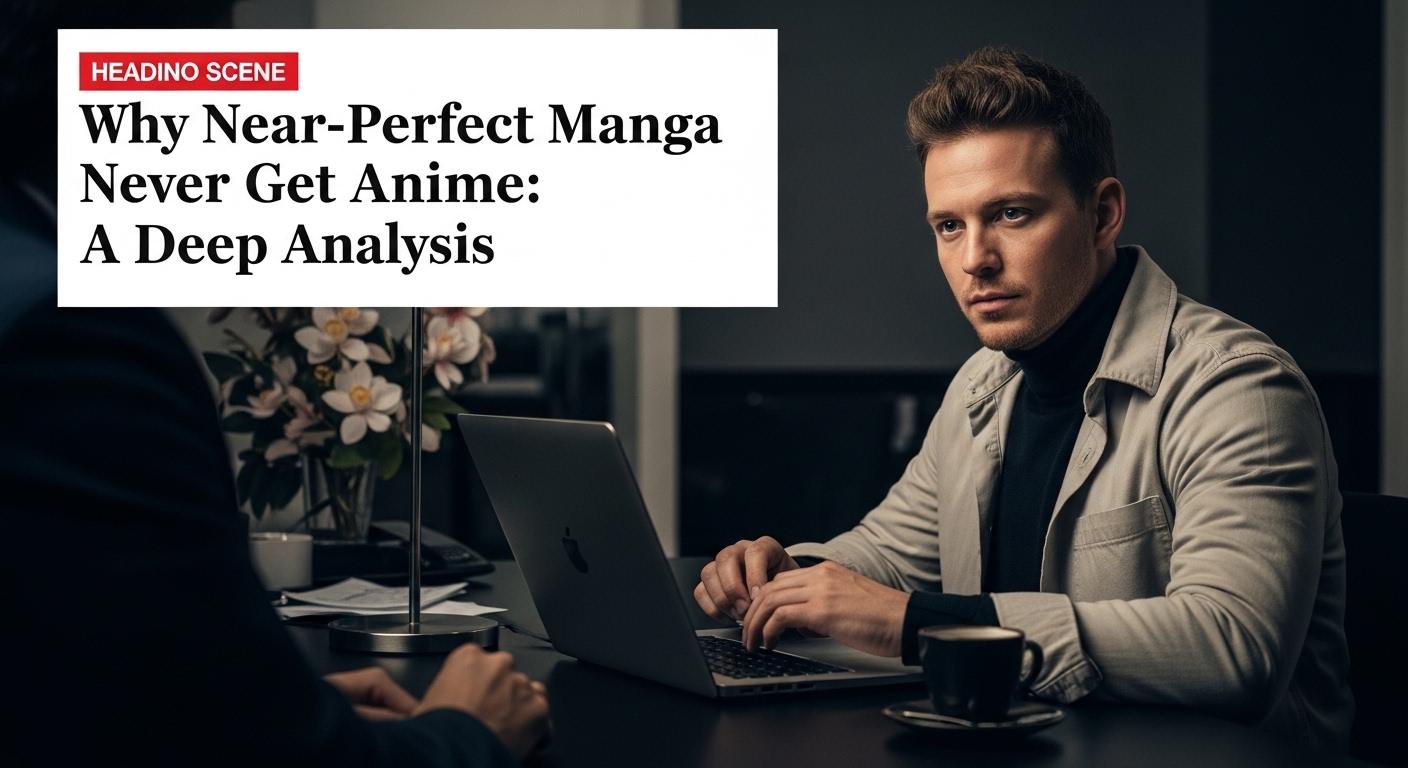 Manga page dissolving into an empty screen with Brazil flag colors representing adaptation gap.