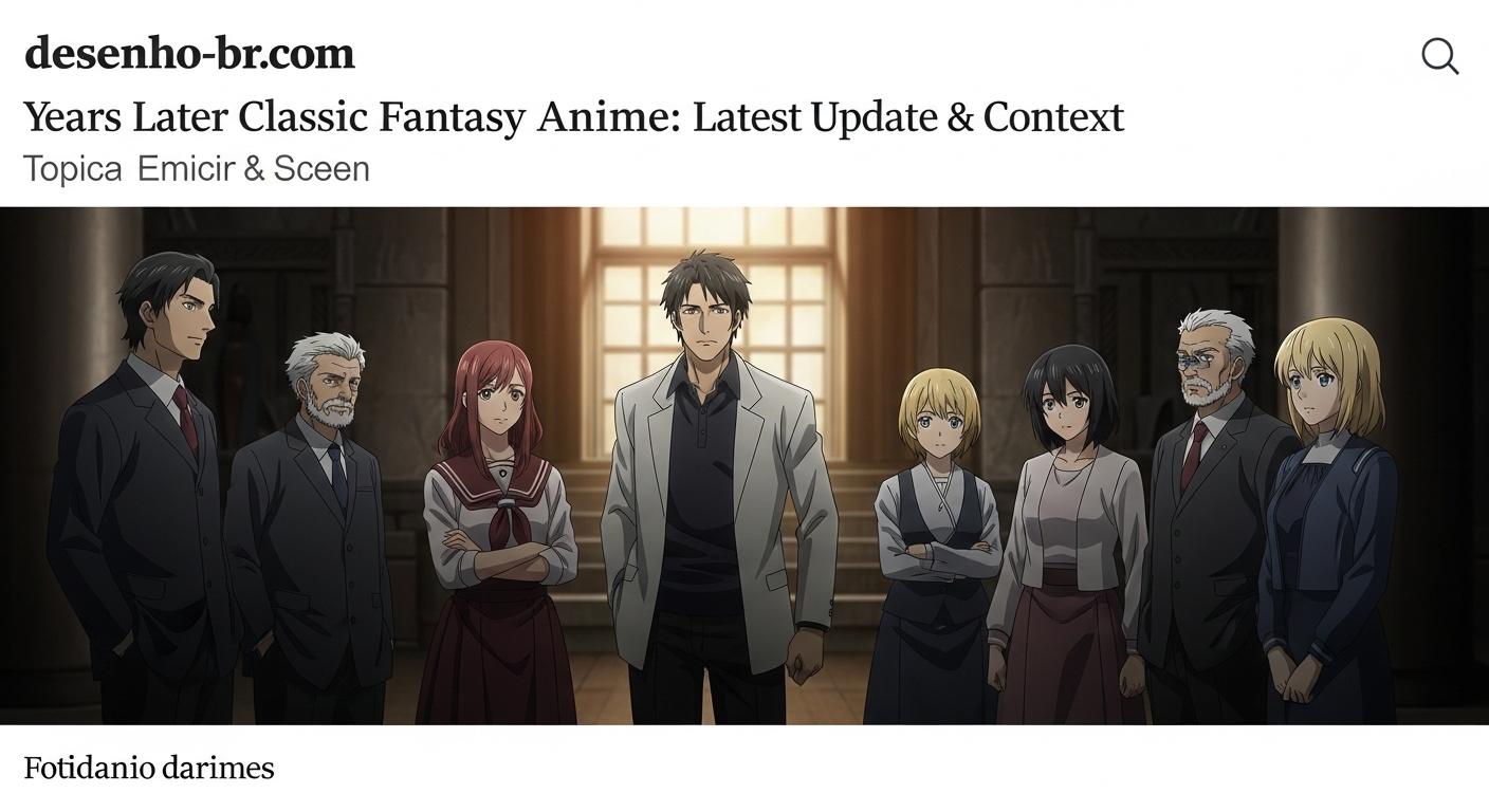 Concept poster for Years Later Classic Fantasy Anime revival featuring a fantasy landscape and neon lighting.