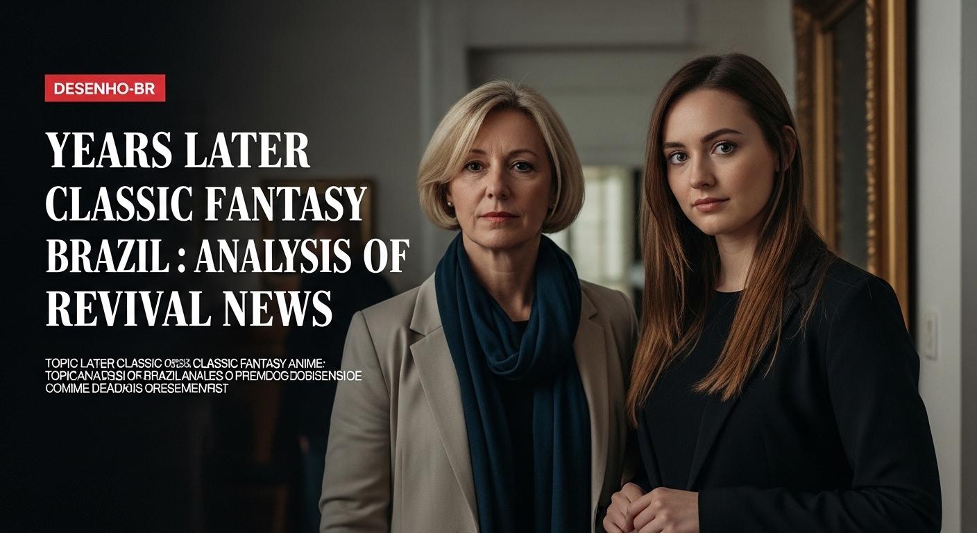 Brazilian newsroom contemplating revival of Years Later Classic Fantasy Anime with vintage fantasy imagery.