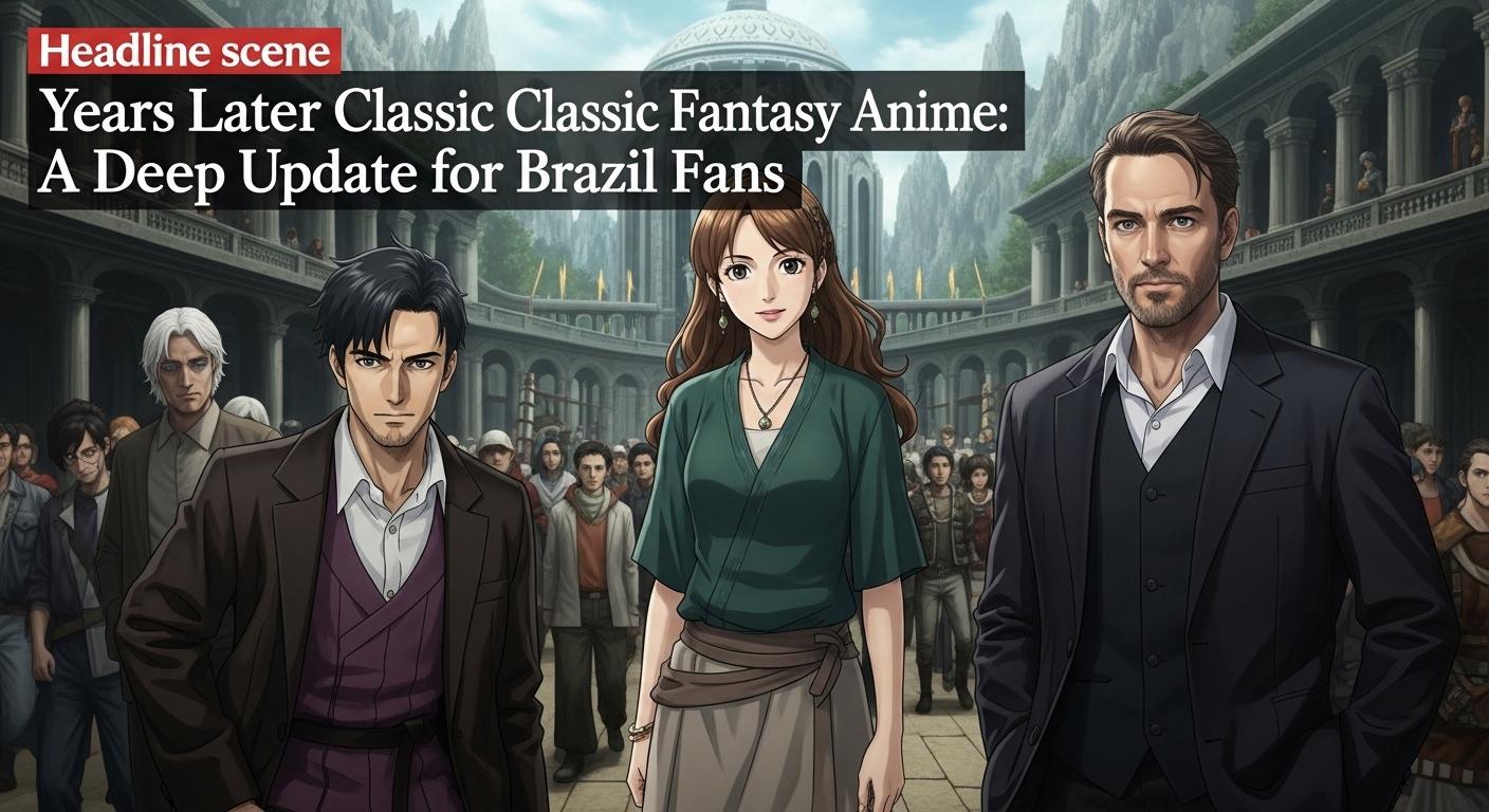 Poster concept for Years Later Classic Fantasy Anime revival highlighting a lone hero in a forest setting.