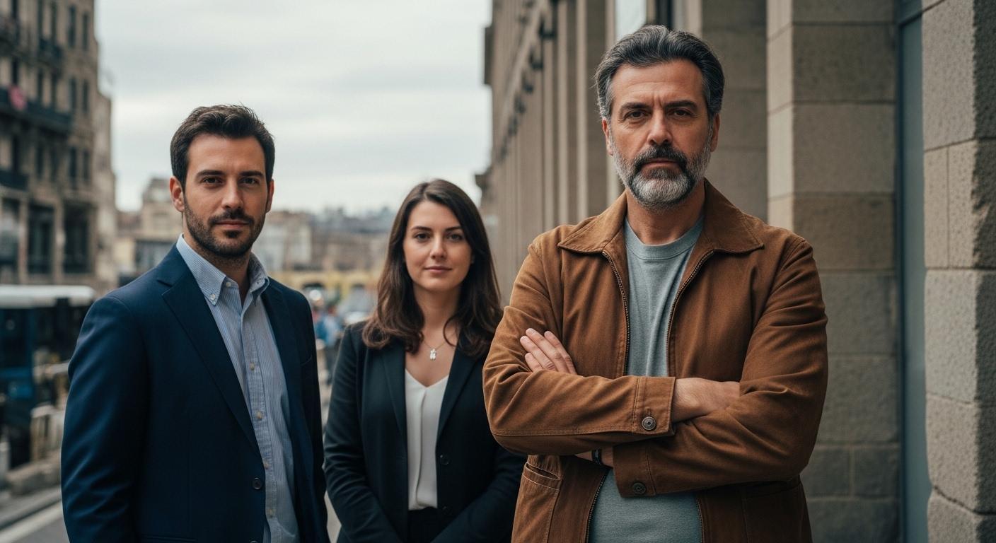 Editorial collage of classic fantasy anime visuals with revival motifs and Brazilian urban backdrop.