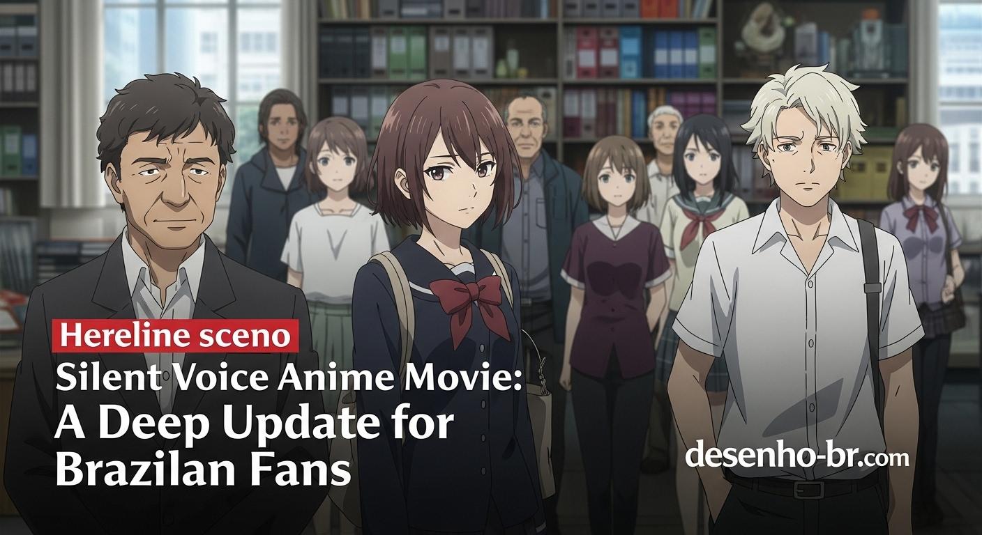 Poster-style still of Silent Voice Anime Movie streaming on Crunchyroll with Brazilian viewers in the foreground.