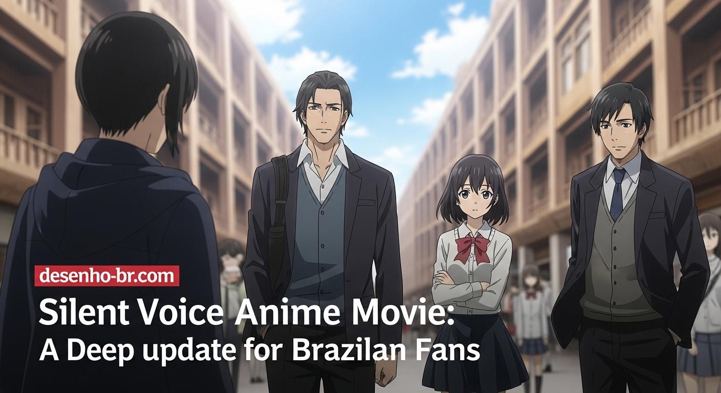 Poster-style still of Silent Voice Anime Movie streaming on Crunchyroll with Brazilian viewers in the foreground.