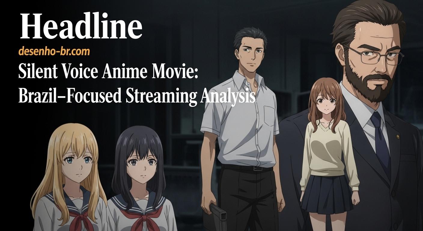 Poster art for Silent Voice Anime Movie featuring the main characters in a contemplative, rain-drenched city scene.