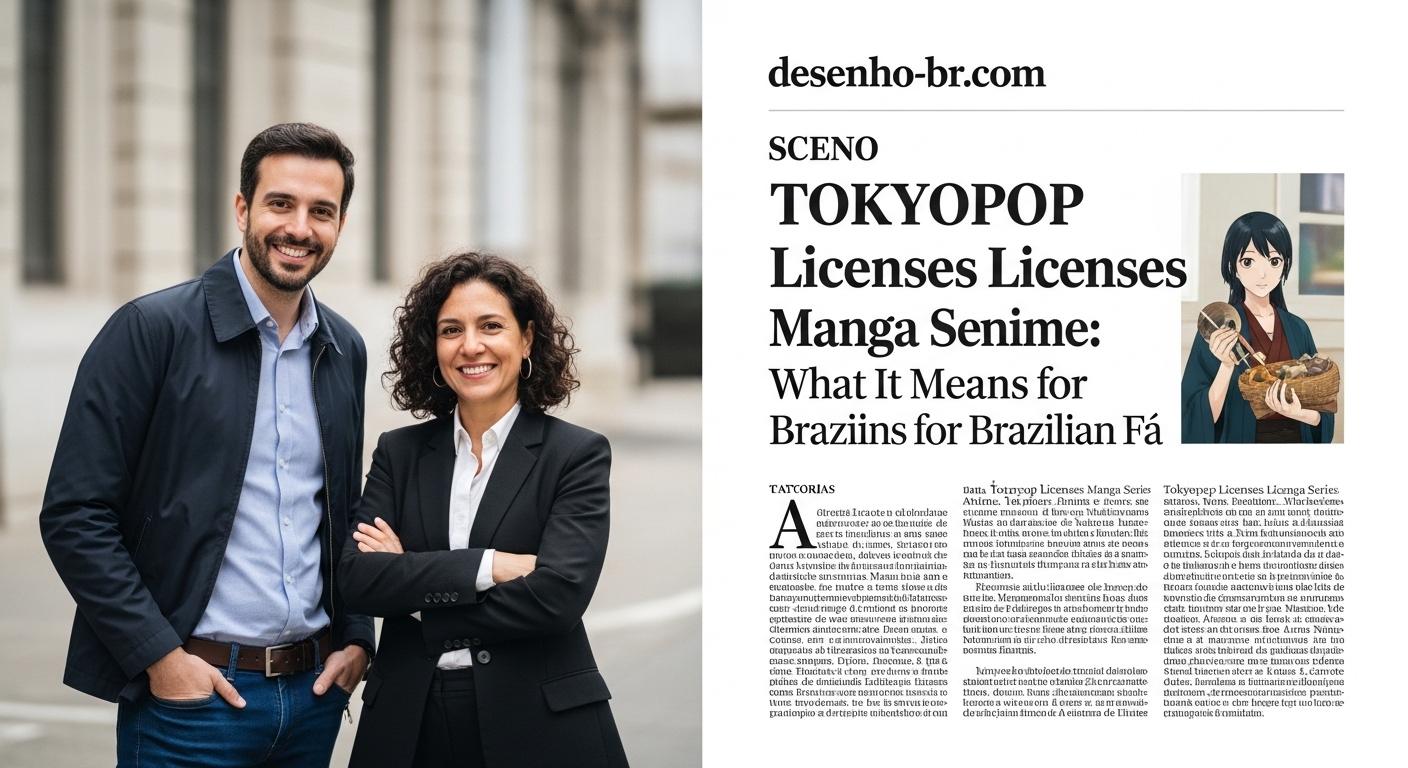 Editorial collage of LoveLove manga volumes and a Brazilian urban backdrop signaling new Tokyopop licensing in Brazil