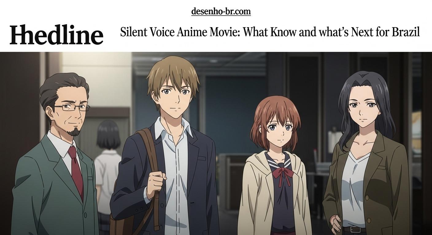 Brazilian news desk analyzing the Silent Voice Anime Movie with Crunchyroll branding on monitors.