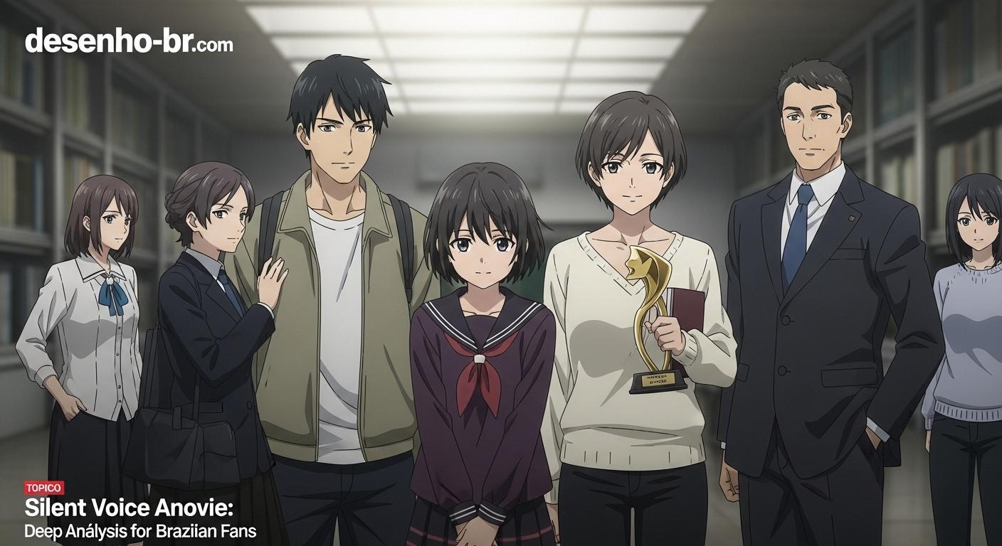 Somber anime poster representing Silent Voice with Brazil-themed color accents